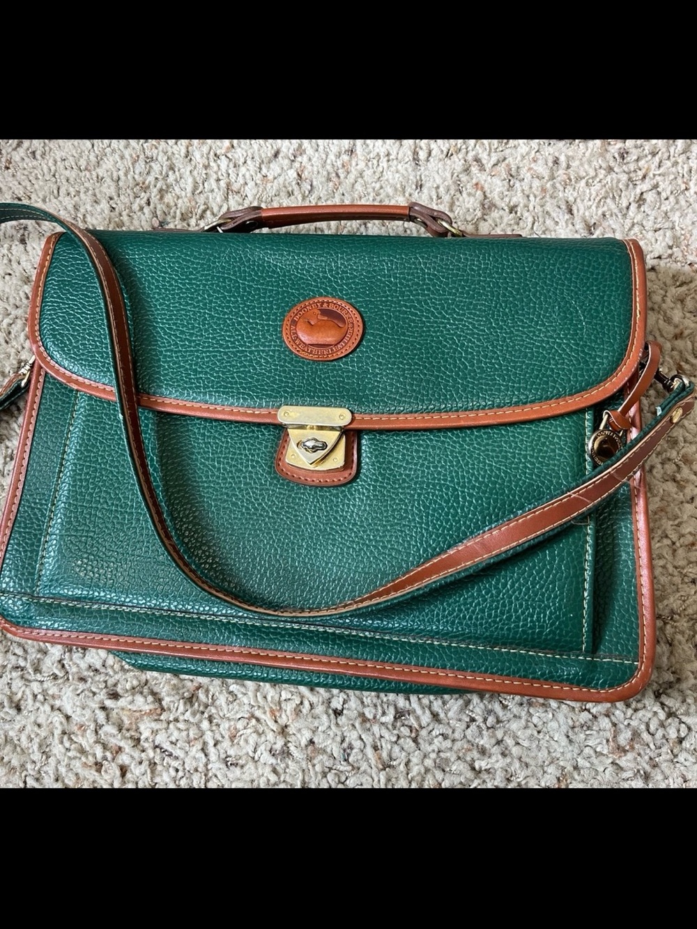 Dooney & Bourke Pebble Collection Emerald Green Leather -Business Bag - Picture 2 of 8